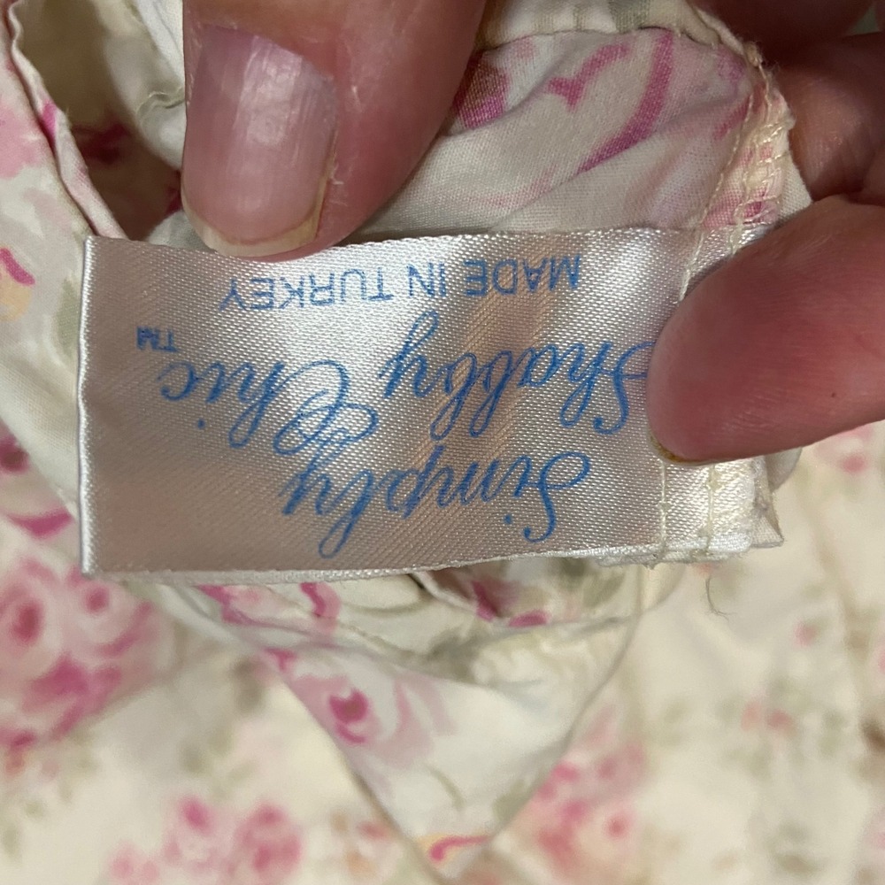 Simply Shabby Chic ONE Pillowcase sham Floral Cotton Pink Cream ivory Standard - Picture 3 of 5